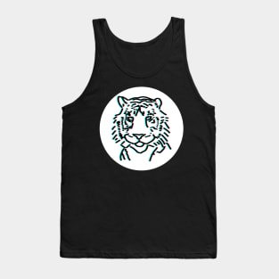 Tiger Face Portrait Glitch Tank Top